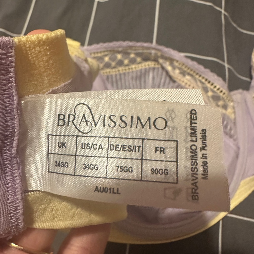 Lilac Lace Underwire Bra with Yellow Straps - Picture 2 of 2
